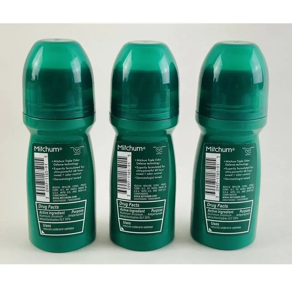 Mitchum Roll-On Antiperspirant and Deodorant for Men, Unscented, 3.4 (Pack of 3)